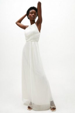 Coast All Over Pleated Maxi Wedding Dress Ivory