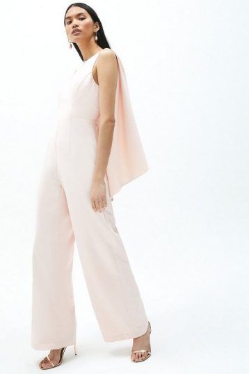 Coast Cape Detail Cut Out Back Jumpsuit Light Pink Blush