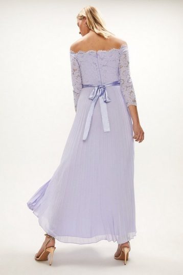 Coast Lace Bodice Bardot Maxi Dress Lilac Light Purple