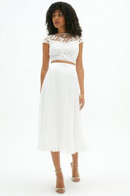 Coast Pleated Bridal Midi Skirt Ivory