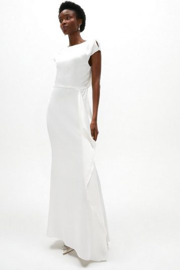 Coast Premium Ruffle Skirt Cowl Back Maxi Dress Ivory