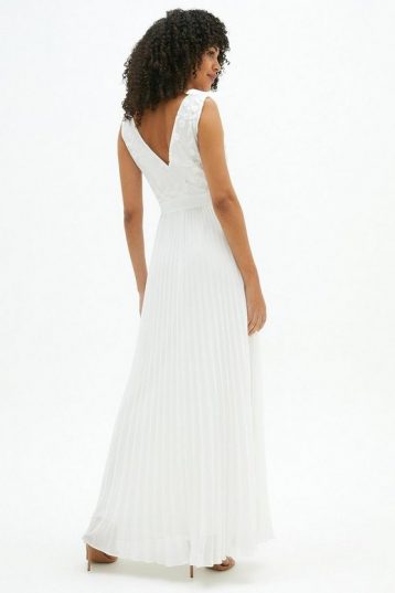 Coast V Neck Embroidered Maxi Bridal Dress Ivory