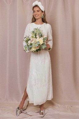 RIXO Sequinned Coco Wedding Dress Ivory