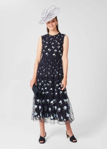 Hobbs navy and white dress hotsell