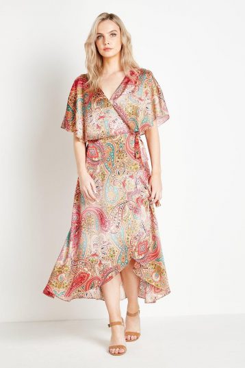 Wallis Petite Pink Paisley Cape Sleeve Dress Pink Multi