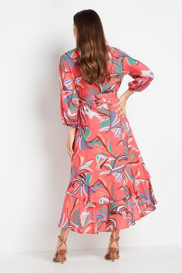 Wallis Print Layered Midi Shirt Dress Pink Multi