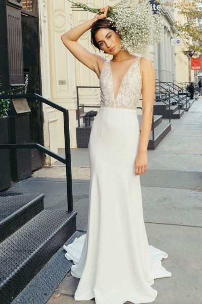 Jenny yoo embroidered long on sale gown