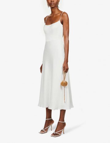 Jenny Yoo Callista scoop-neck twill midi dress Ivory