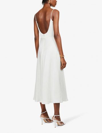 Jenny Yoo Callista scoop-neck twill midi dress Ivory