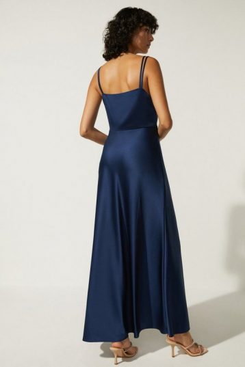 Oasis Cowl Double Strap Midi Dress Navy Blue