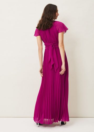 Phase Eight Astrid Pleated Dress Bright Plum Pink