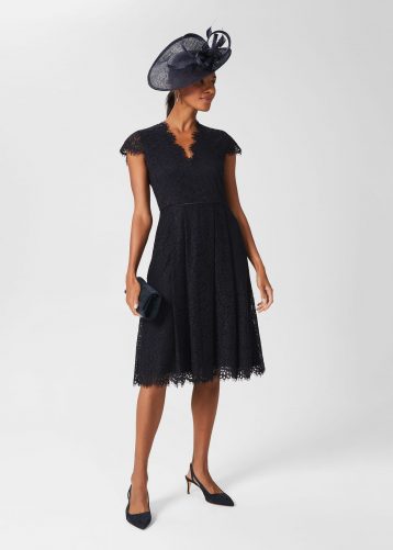 Hobbs Anastasia Lace Fit And Flare Dress Navy