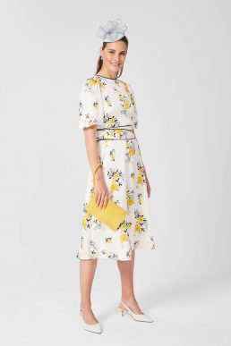 Hobbs Lana Floral Midi Dress Ivory Multi