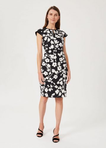 Hobbs Sophia Floral Shift Dress Black Ivory