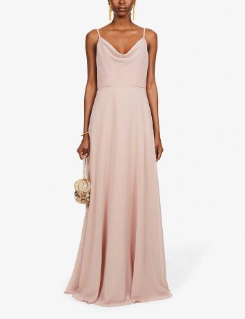 Jenny Yoo Colby cowl-neck chiffon bridesmaid gown Whipped Apricot