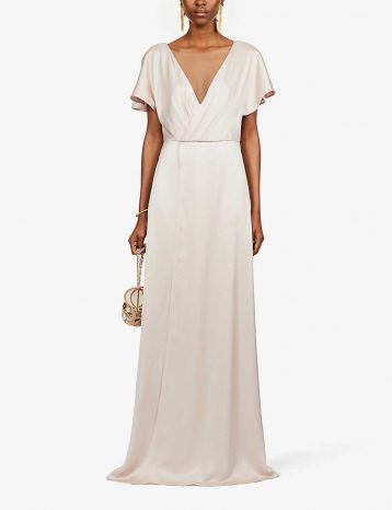 Jenny Yoo Raya V-neck satin bridesmaid gown Prosecco