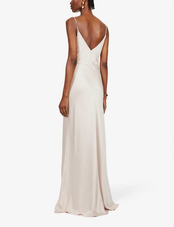 Jenny Yoo Sylvie cowl-neck satin maxi bridesmaid gown Prosecco