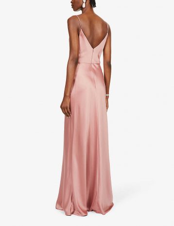 Jenny Yoo Sylvie cowl-neck satin maxi bridesmaid gown Wild Rose Pink