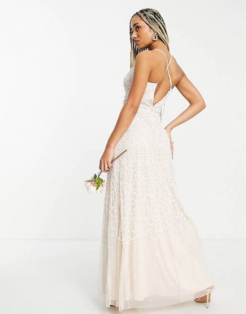 Starlet Bridal cowl neck embellished midaxi dress in scattered pearly sequin - Image 3