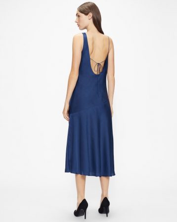 Ted Baker KAAIRA Asymmetric cowl neck slip dress Navy Blue