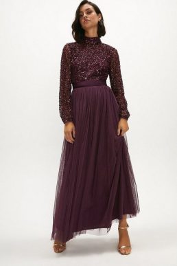 Joanna Metallic Sequin Knit Maxi Dress - New In from Yumi UK