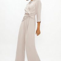 Coast Long Sleeve Twist Detail Jumpsuit, Taupe 