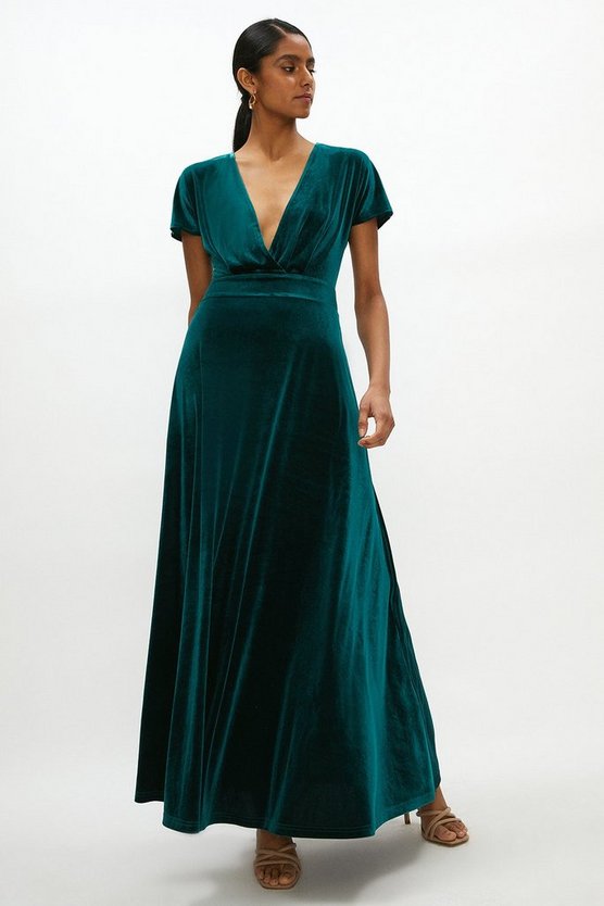 V-neck Velvet Maxi Dress