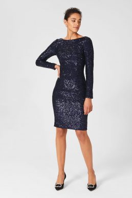 Hobbs Sawyer Sequin Shift Dress Ink Blue