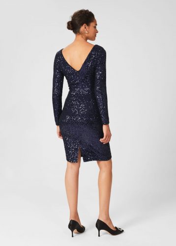 Hobbs Sawyer Sequin Shift Dress Ink Blue