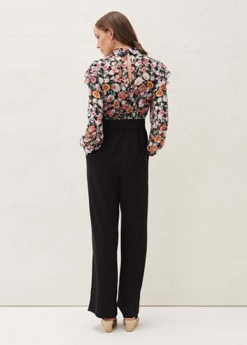 Phase Eight Sophie Floral Print Jumpsuit Black Multi