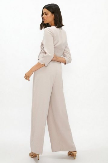 Coast Long Sleeve Twist Detail Jumpsuit Taupe