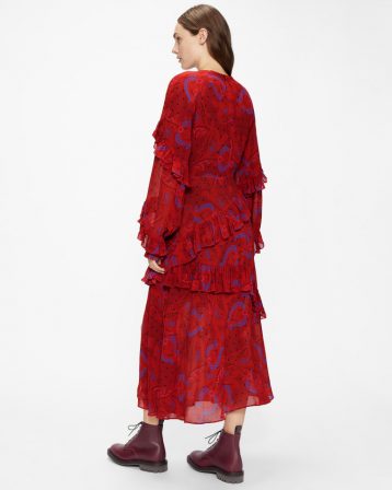 Ted Baker ENRQETA Frilled Printed Dress Red Blue