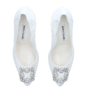 MANOLO BLAHNIK Hangisi Pumps 105 White