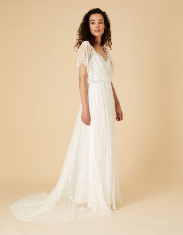 Monsoon Blouson bridal maxi dress ivory