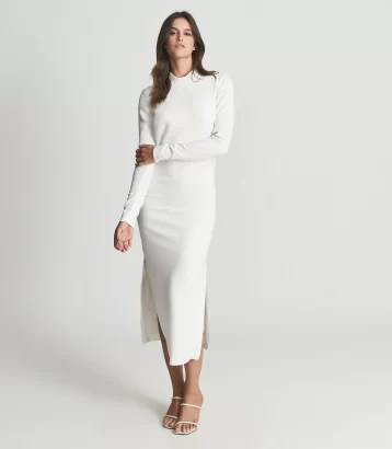 Reiss Martha open back midi dress Ivory white cream