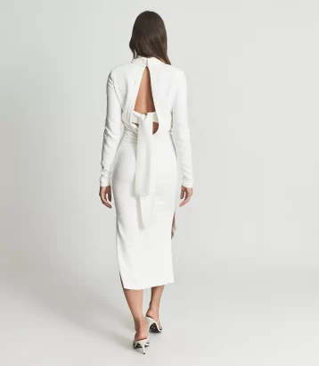 Reiss Martha open back midi dress Ivory white cream