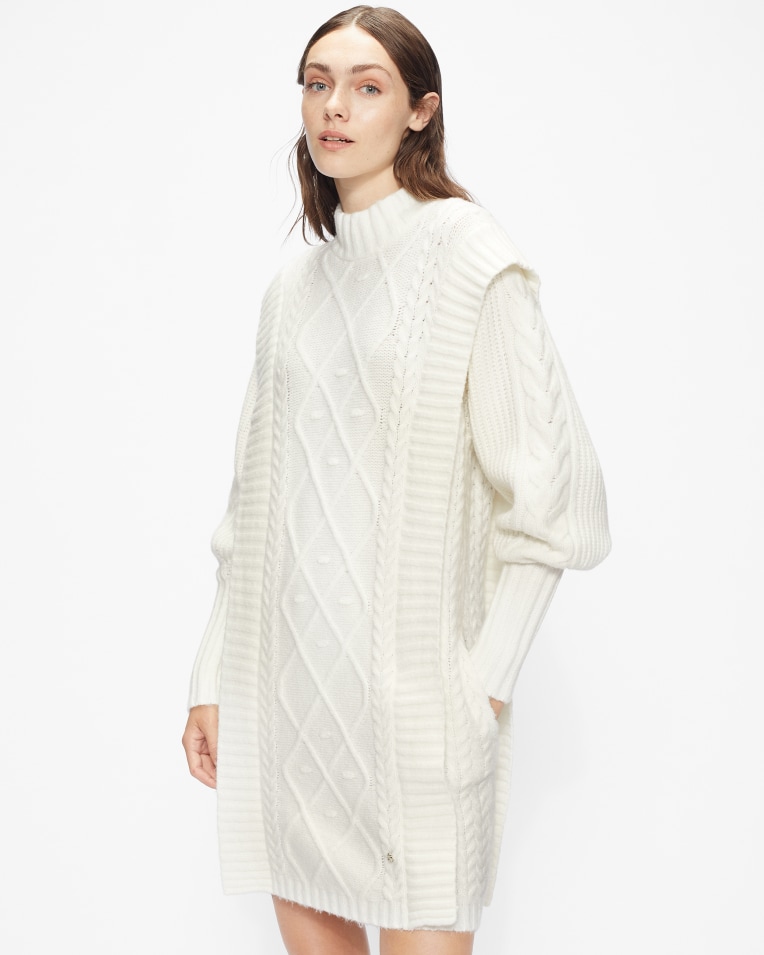 ARRIAA Cable knit sweater dress