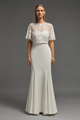 Coast Flare Sleeve Bridal Wedding Crop Top ivory