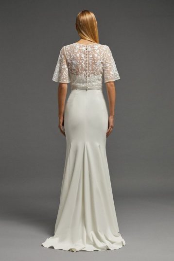 Coast Flare Sleeve Bridal Wedding Crop Top ivory