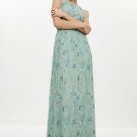 Coast Petite All Over Pleated Floral Maxi Dress Green Multi myonewedding