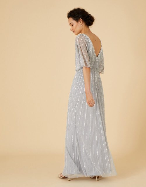 Monsoon Embellished maxi dress in recycled polyester silver