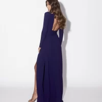 Reiss Bailey plunge neck maxi dress jersey Cobalt Blue