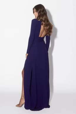 Reiss Bailey plunge neck maxi dress jersey Cobalt Blue