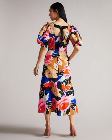 Ted Baker HARPIA Floral midi dress, Black/Multi - Image 2