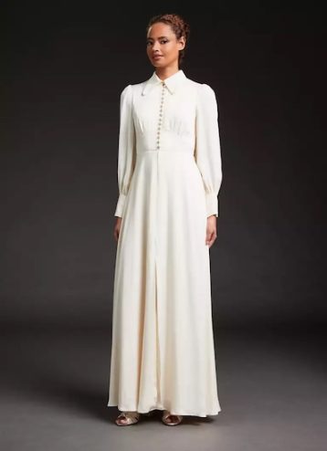 LK Bennett Harlow Ivory Satin Crepe Long Wedding Dress