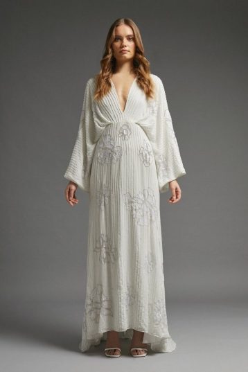 Coast Premium Embellished Flare Sleeve Maxi Dress Ivory