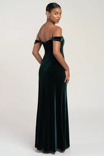 Jenny Yoo Issa off-shoulder velvet maxi dress Emerald Green