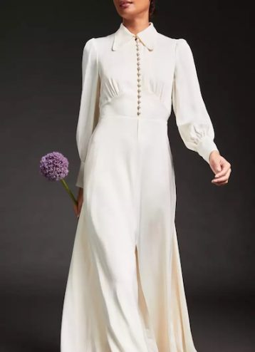 LK Bennett Harlow Ivory Satin Crepe Long Wedding Dress