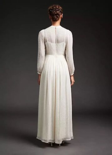 LK Bennett Lovette Cream Devoré Long Sleeve Wedding Dress