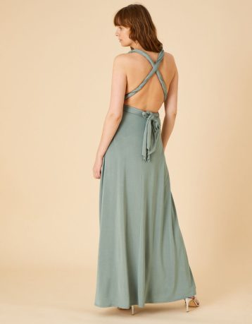 Monsoon Tracy twist me tie me maxi bridesmaid dress green